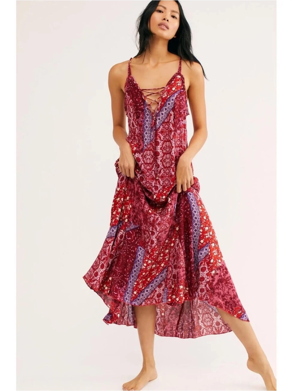 Free People Intimately Work of Art Maxi Dress NWOT L